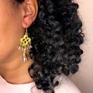 Clear pink drop Chandelier earrings